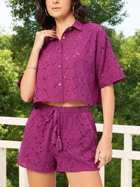 DressBerry Comfy & Stylish Pure Cotton Schiffli Co-Ords