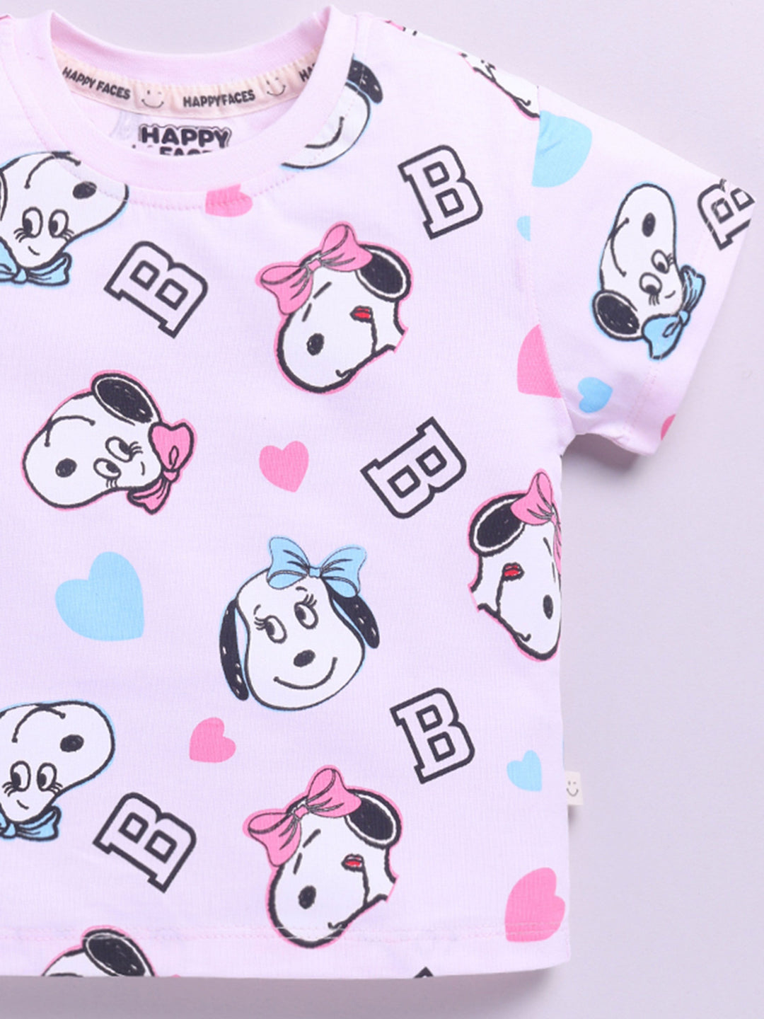Happy Faces Girls Peanuts Printed Pure Cotton T-shirt