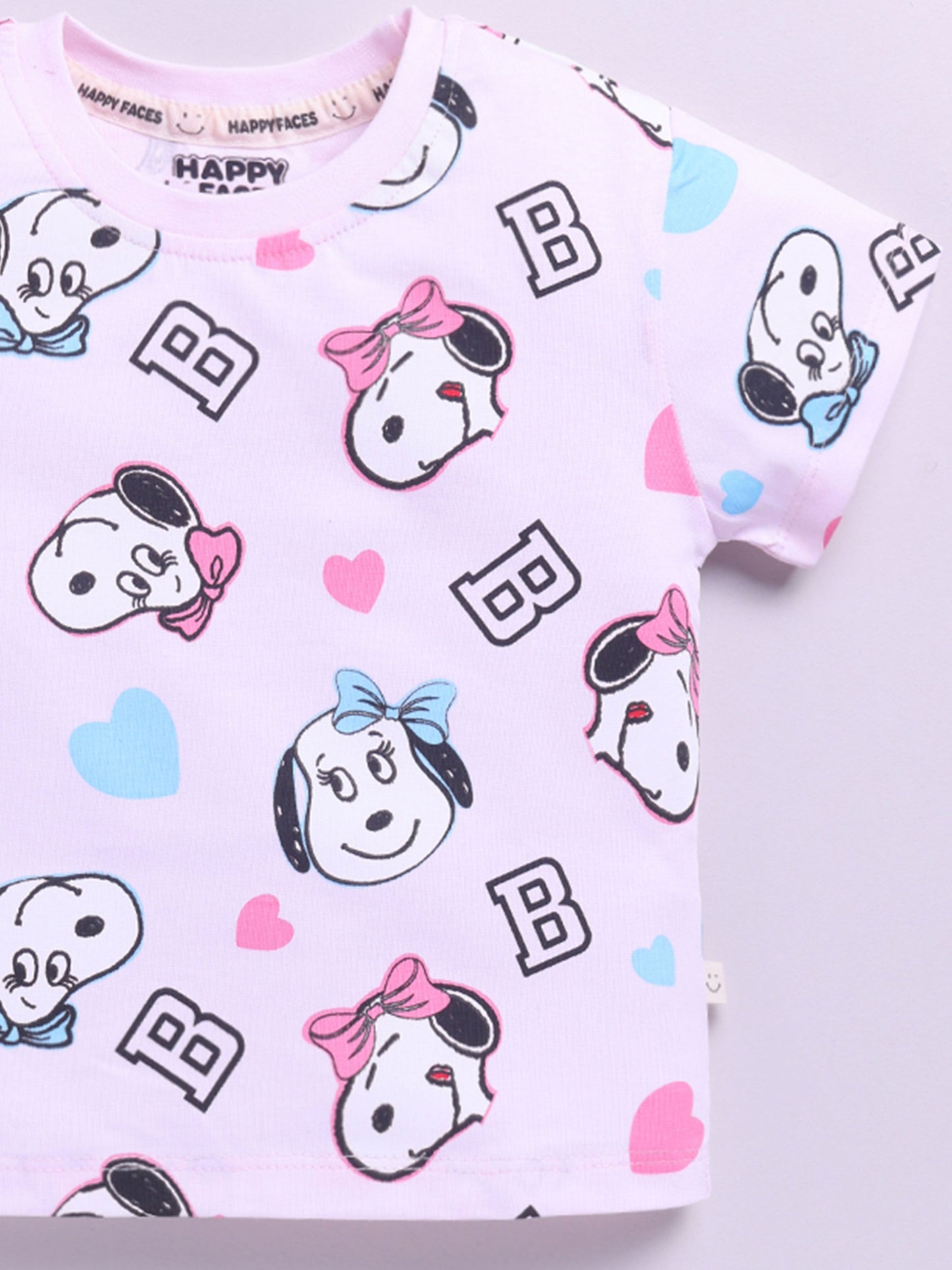 Happy Faces Girls Peanuts Printed Pure Cotton T-shirt