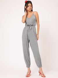 DressBerry Fashionably Tied Cinched Waist Crop Jumpsuit