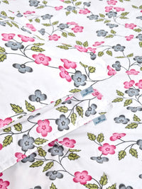 KLOTTHE Krim Kapas Bunga 300 TC Cadar King Halus dengan 2 Sarung Bantal-98 x 89 inci