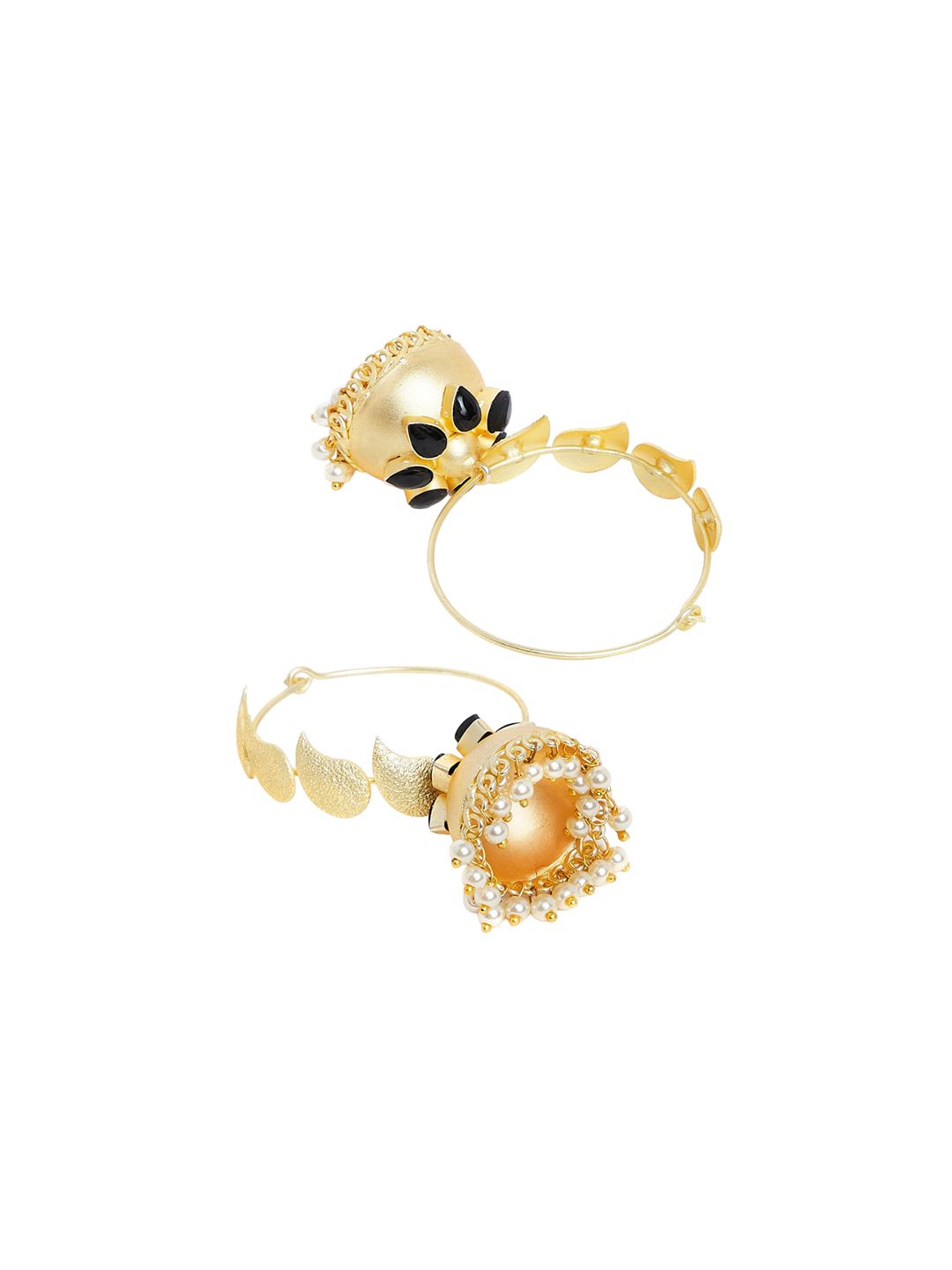 Anouk Gold-Plated Stone Studded & Beaded Dome Shaped Jhumkas