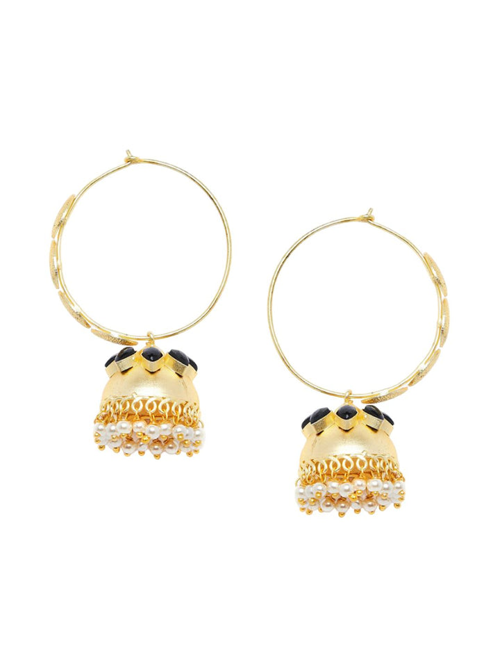 Anouk Gold-Plated Stone Studded & Beaded Dome Shaped Jhumkas