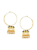 Anouk Gold-Plated Stone Studded & Beaded Dome Shaped Jhumkas