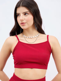 Berrylush Shoulder Straps Top With High Waist Split Thigh Skirt