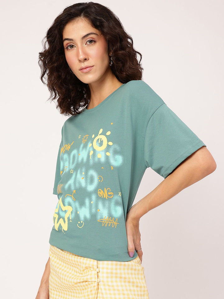 DressBerry Limitless Love Printed Drop-Shoulder T-shirt