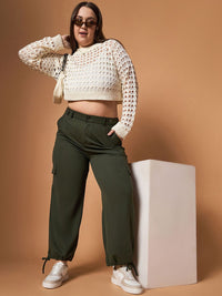SASSAFRAS Curve Women Straight Fit High-Rise Cargos Trousers