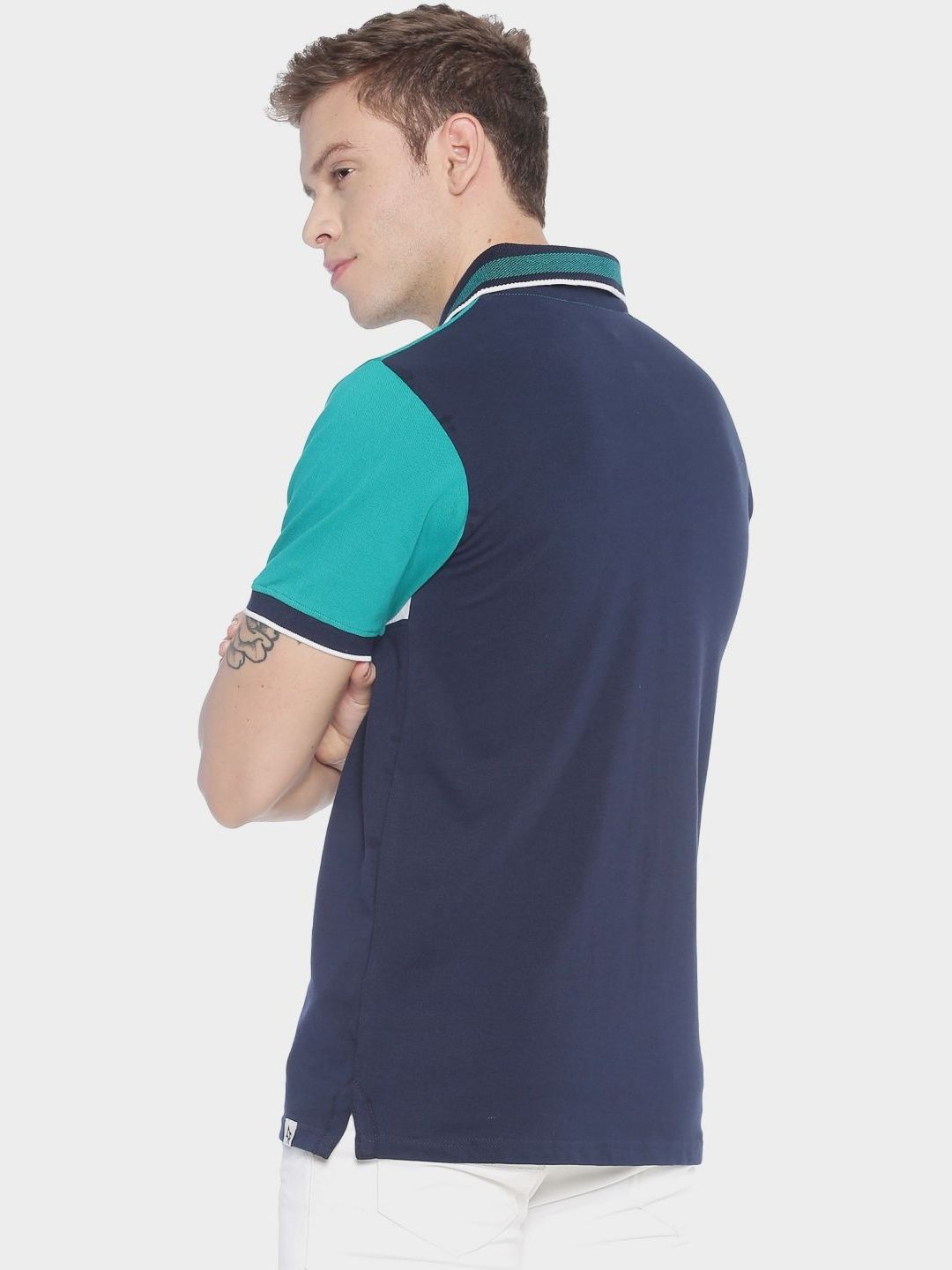 ADRO Men Colourblocked Polo Collar T-shirt