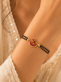 PANASH Women Brass Enamelled Gold-Plated Multistrand Bracelet