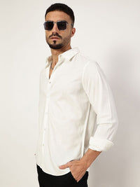 Thomas Scott Men Premium Spread Collar Textured Slim Fit Casual Shirt