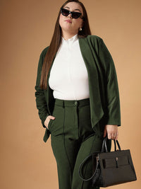 SASSAFRAS Curve Plus Size Shawl Collar Long Sleeves Blazer With Straight Pants