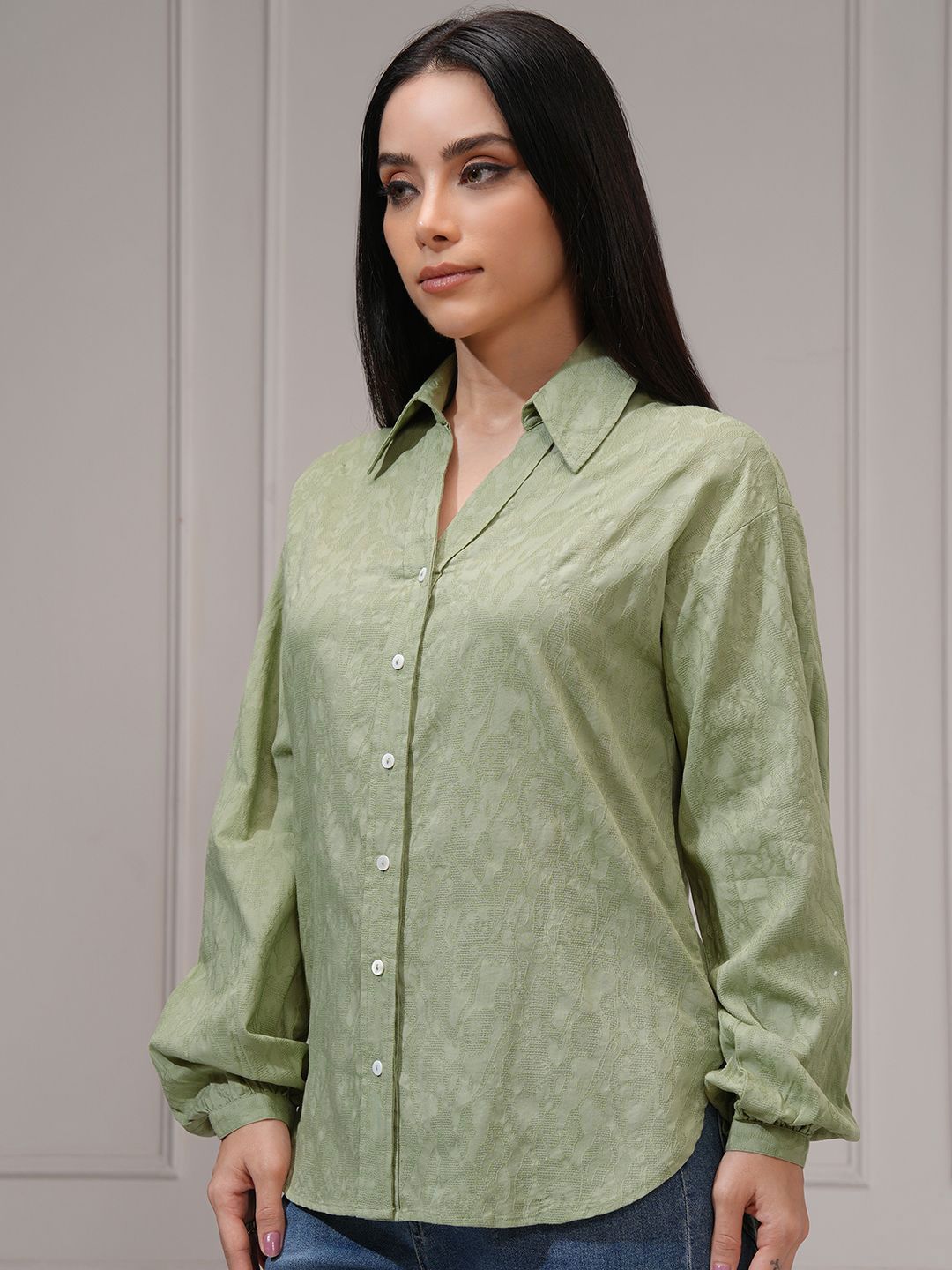 Tokyo Talkies Women Button Down Full Sleeve Shirt