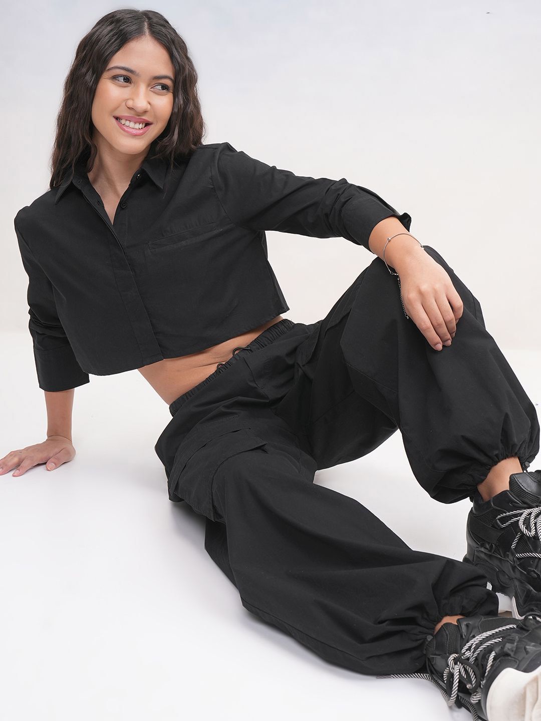 Street By Tokyo Talkies Women Mock Pocket Crop Shirt
