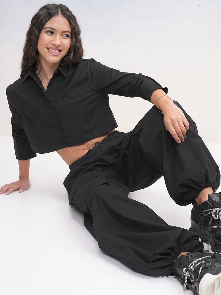 Street By Tokyo Talkies Women Mock Pocket Crop Shirt