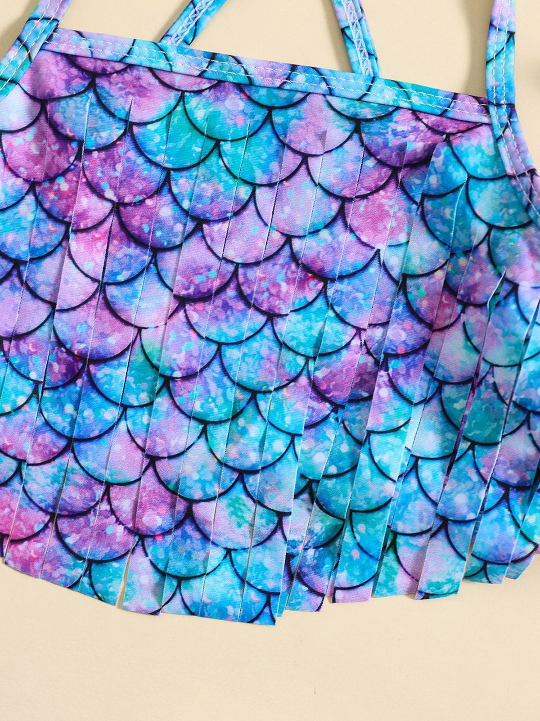 YK Girls Printed Shoulder Strap Swim Bikini Set