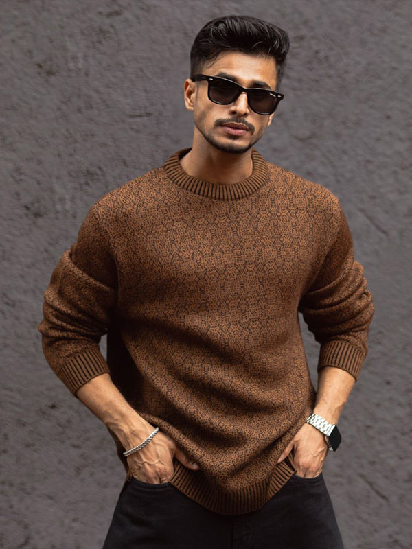 Powerlook Men Speckled Self-Design Acrylic Pullover Sweater
