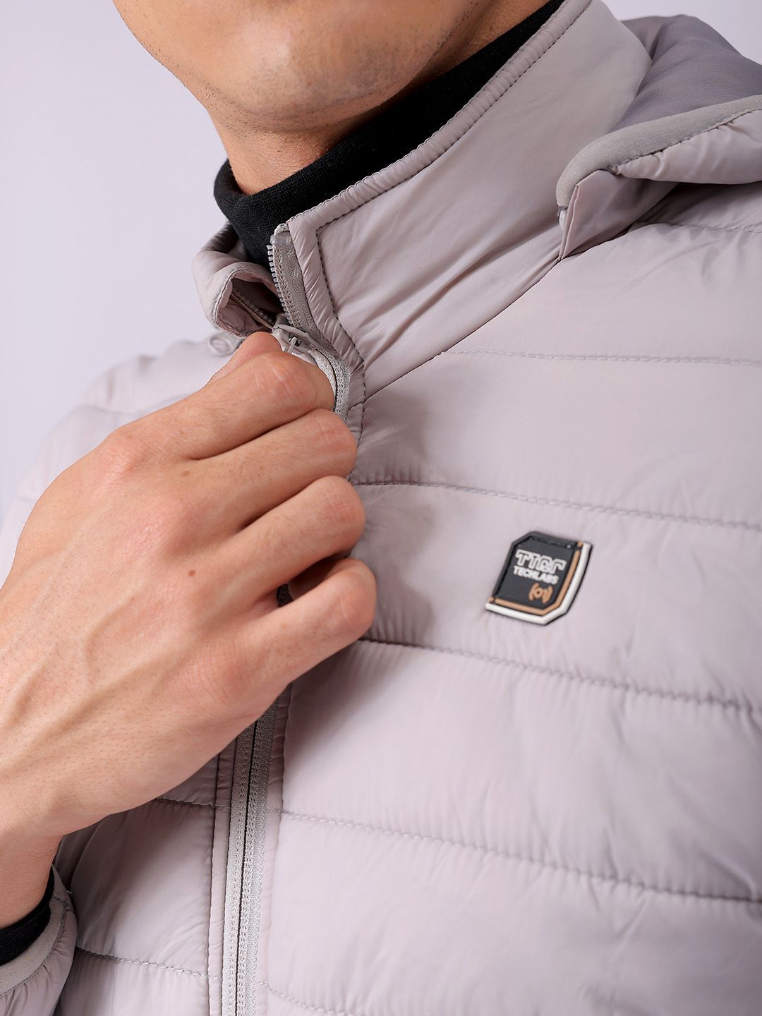 The Indian Garage Co Men Zip-Front Puffer Jacket with Detachable Hood