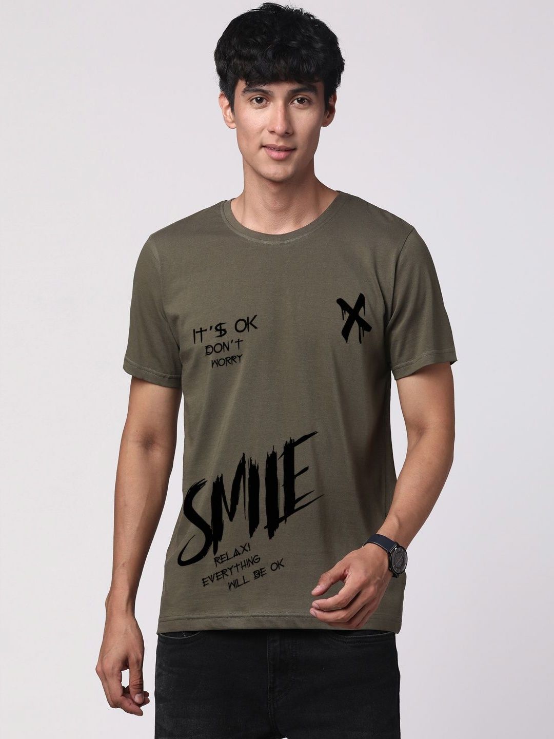 ADRO Lelaki Grafik Bercetak T-shirt Kapas Leher Bulat