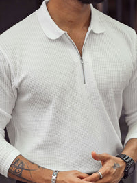 Powerlook Men Self Design Polo Collar Cotton T-shirt