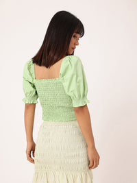 DressBerry Cool Matcha Smocked & Snatched Crop Top