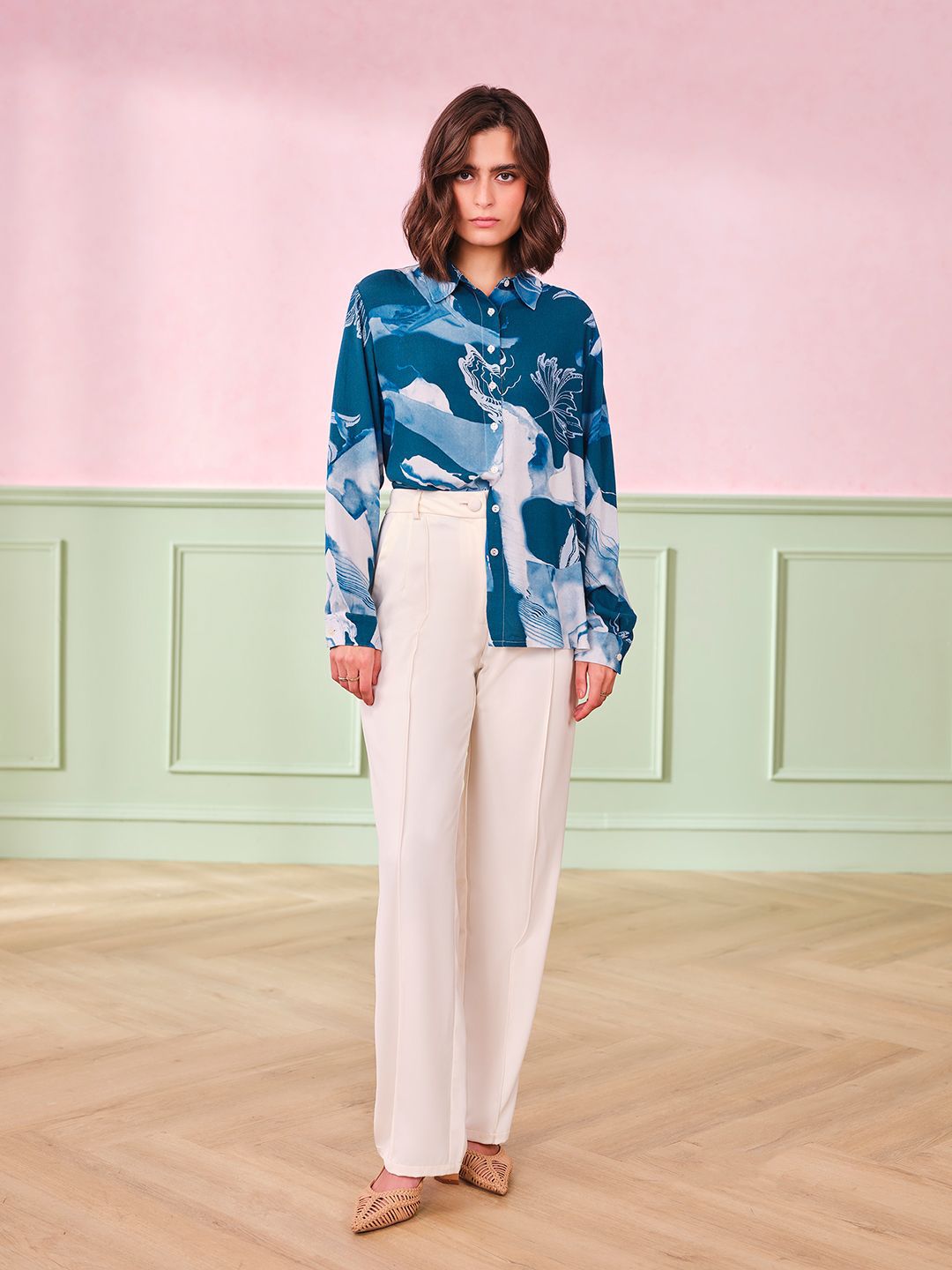 AND Floral Print Shirt Style Top