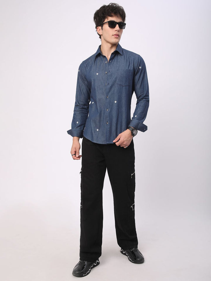 VASTRADO Men Classic Spread Collar Solid Cotton Slim Fit Casual Shirt
