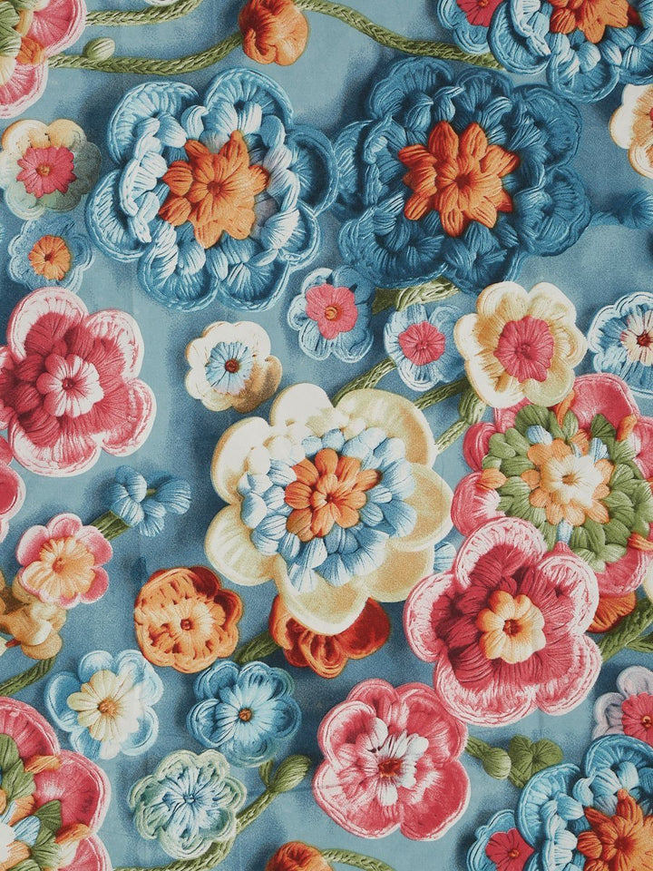 Myntra Elegant Blue Floral Printed 300 TC Single 7D Bedsheet with 1 Pillow Cover