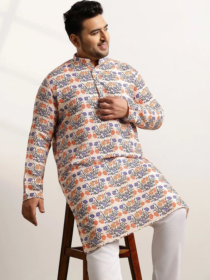 SOJANYA PLUS Men Floral Printed Regular Pure Cotton Kurta with Pyjamas