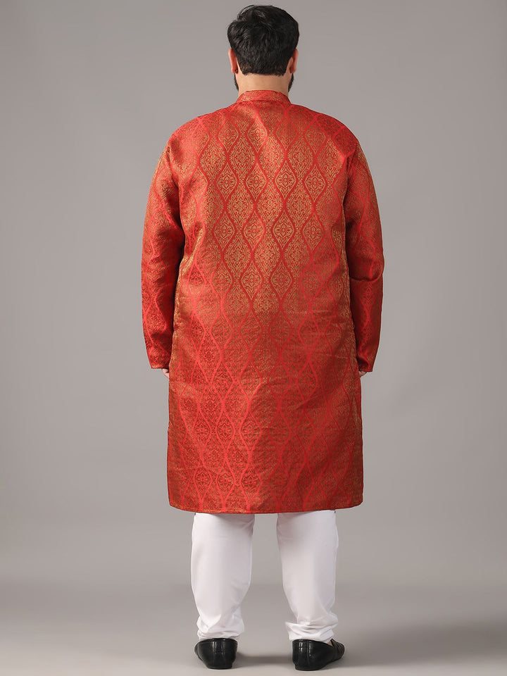SOJANYA PLUS Plus Size Men Ethnic Motifs Woven Design Straight Kurta With Pyjamas