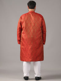 SOJANYA PLUS Plus Size Men Ethnic Motifs Woven Design Straight Kurta With Pyjamas
