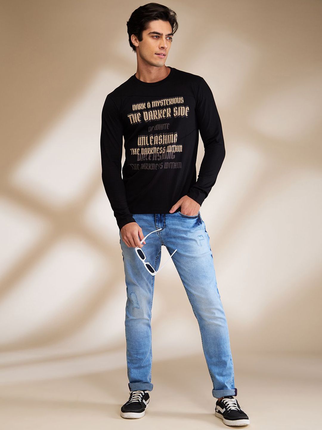 Being Human Men Typography Printed Round Neck Cotton Slim Fit T-shirt