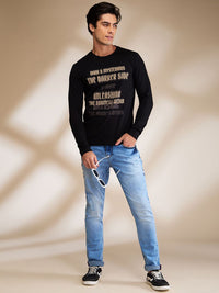 Being Human Men Typography Printed Round Neck Cotton Slim Fit T-shirt