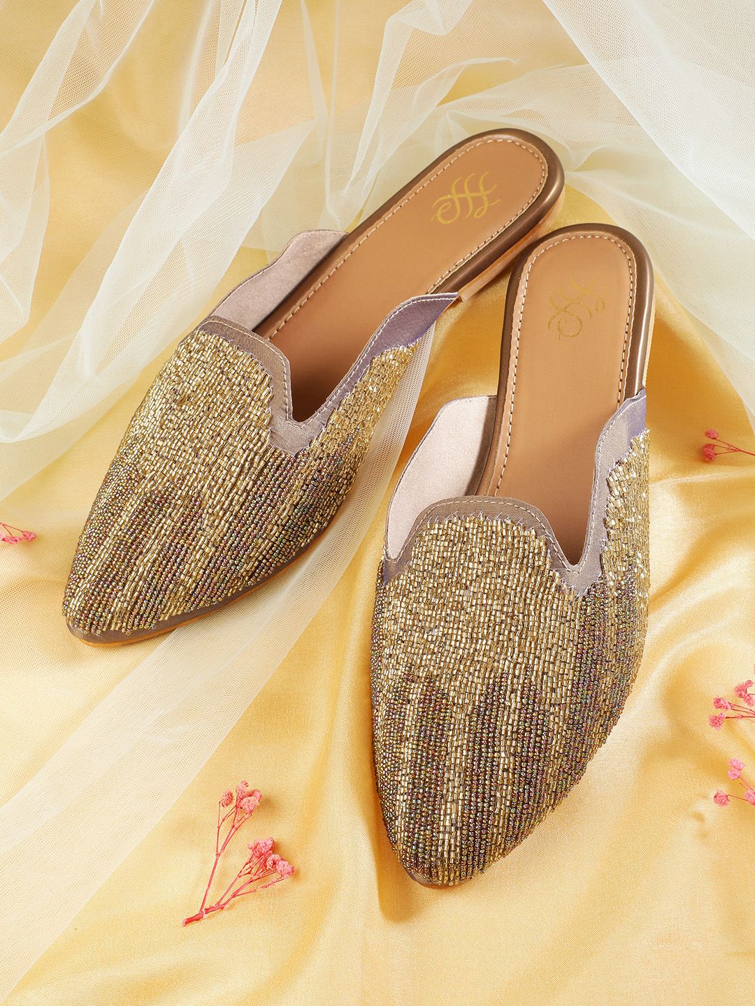 House of Pataudi Embellished Mules
