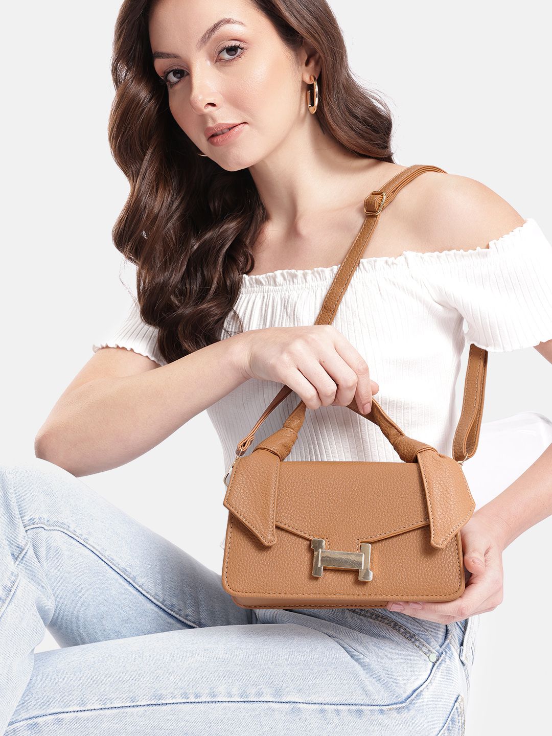 DressBerry Brand Logo Embossed Textured Satchel