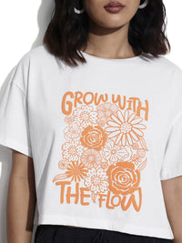 DressBerry Floral Printed Boxy Crop T-shirt