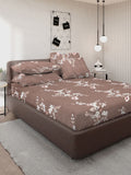Myntra Elegant Homes Coklat & Putih Bercetak Set Cadar King 300 TC 2.50 m x 2.25 m