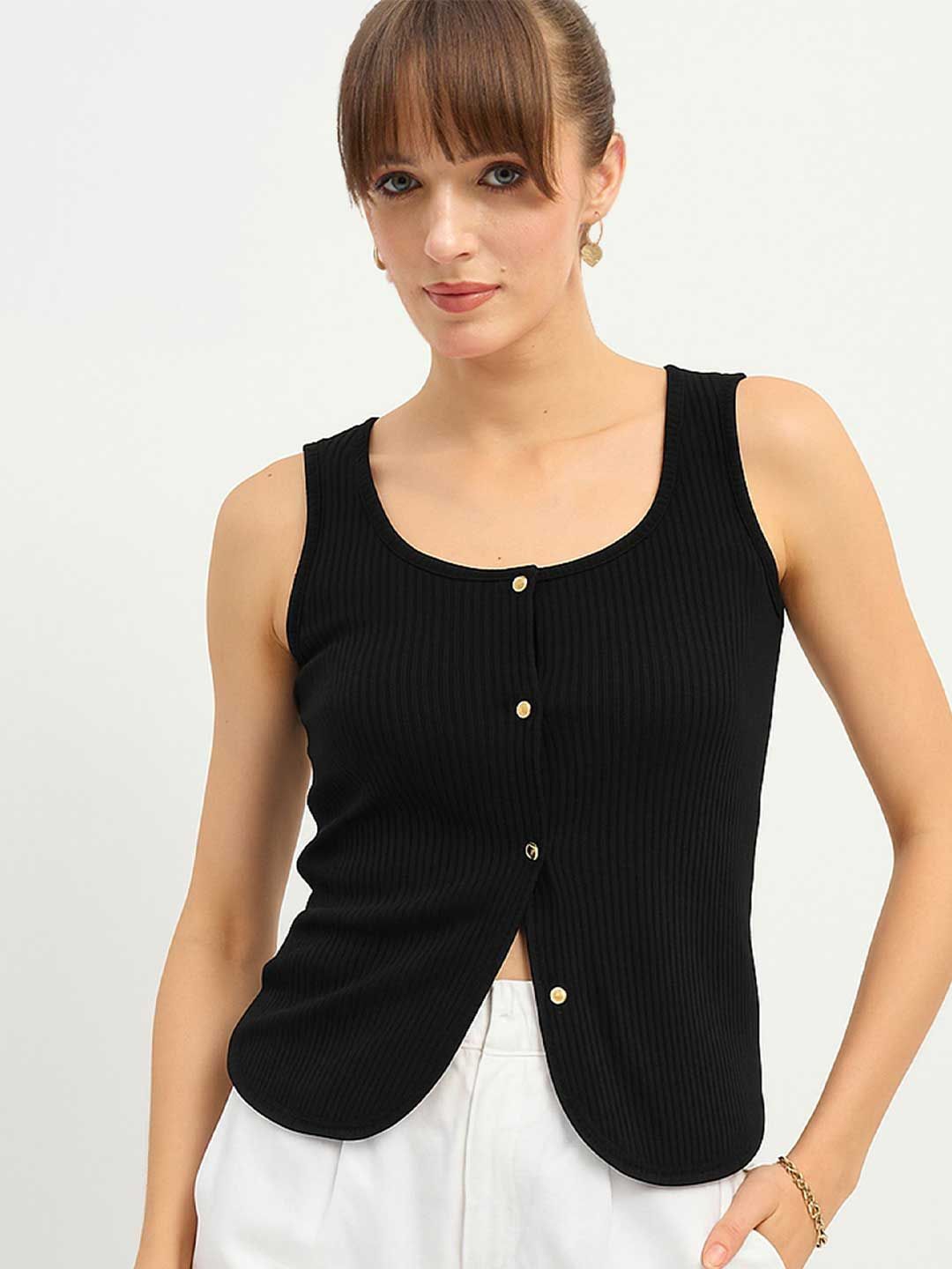 SASSAFRAS Women Round Neck Fitted Regular Top