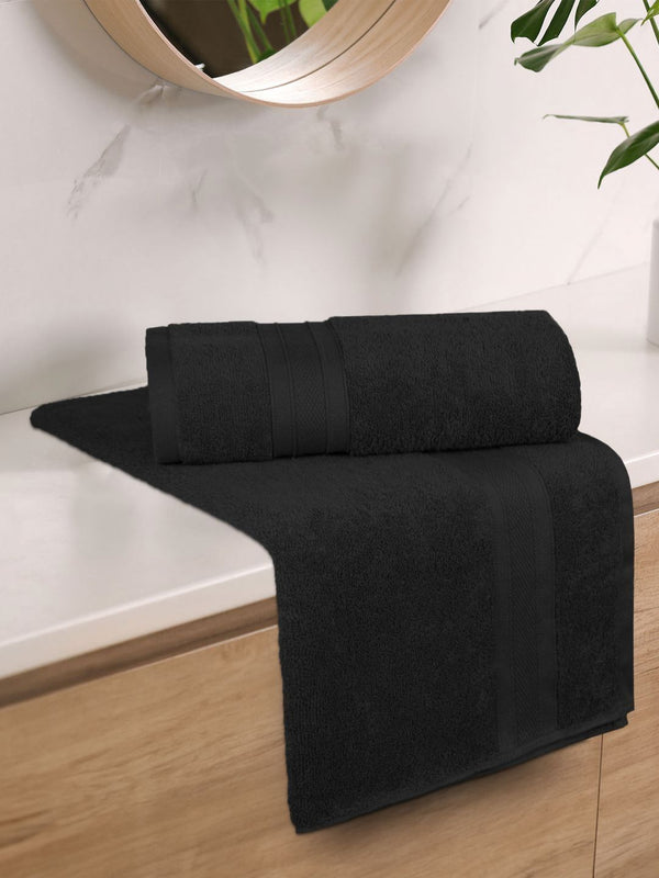 MYTRIDENT Black 2 Pieces Cotton 500 GSM Bath Towel