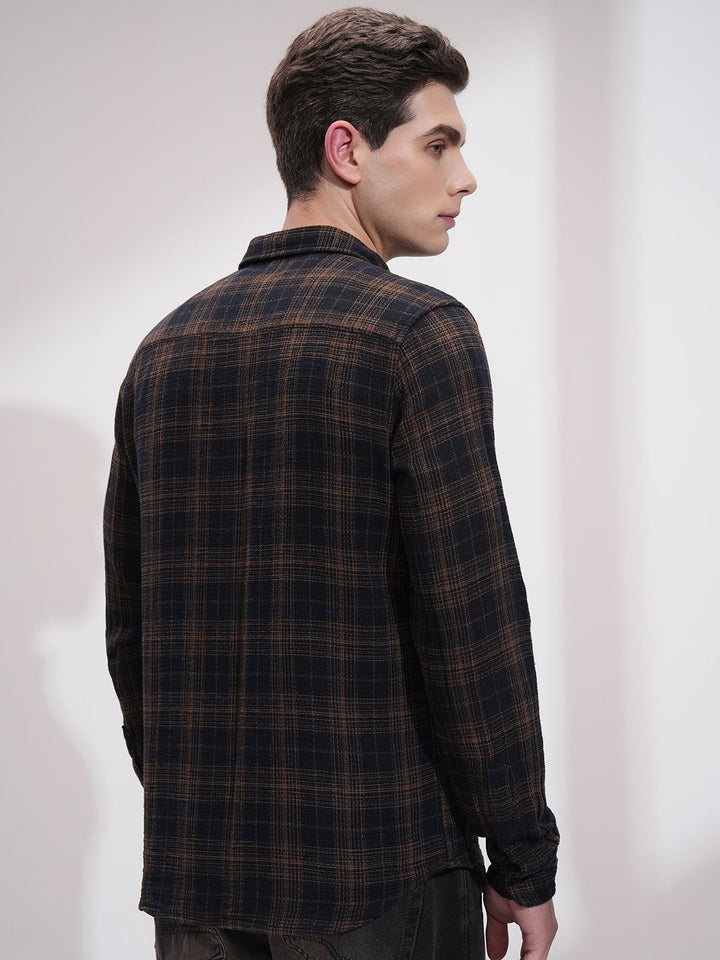 HIGHLANDER Men Slim Fit Opaque Checked Casual Shirt