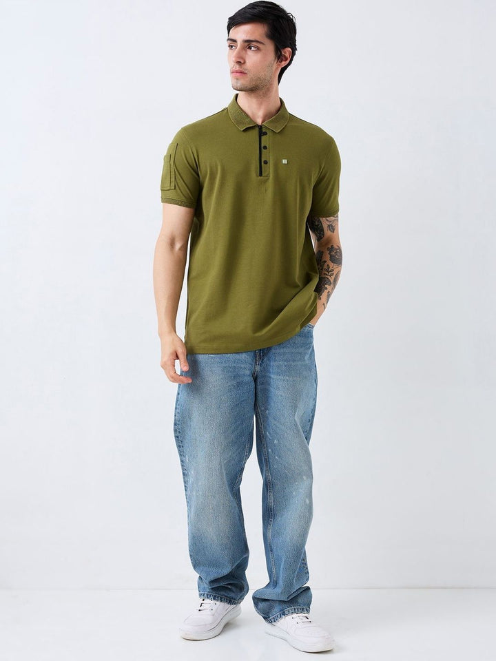 SPYKAR Men Solid Polo Collar Cotton Slim Fit T-shirt