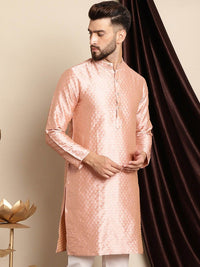 Anouk Ethnic Motifs Woven Design Jacquard Silk Kurta