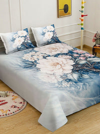 Myntra Elegant Homes Blue Floral 300 TC King Double 7D Cadar dengan 2 Sarung Bantal