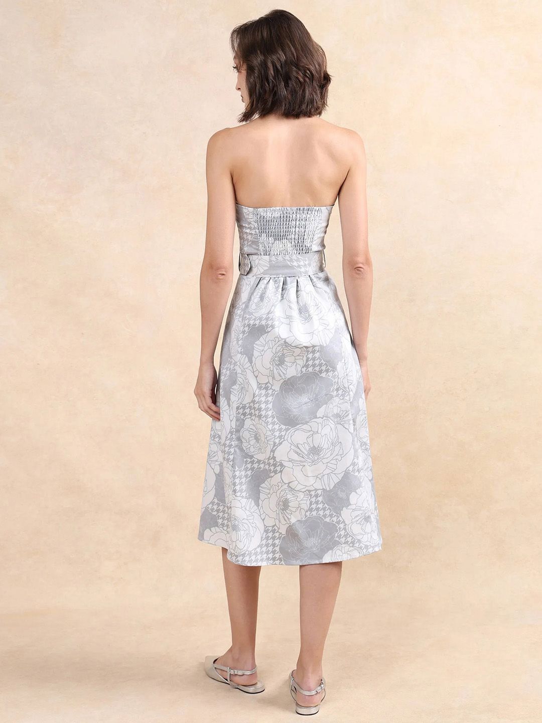 RAREISM Floral Printed Bandeau Midi Dress