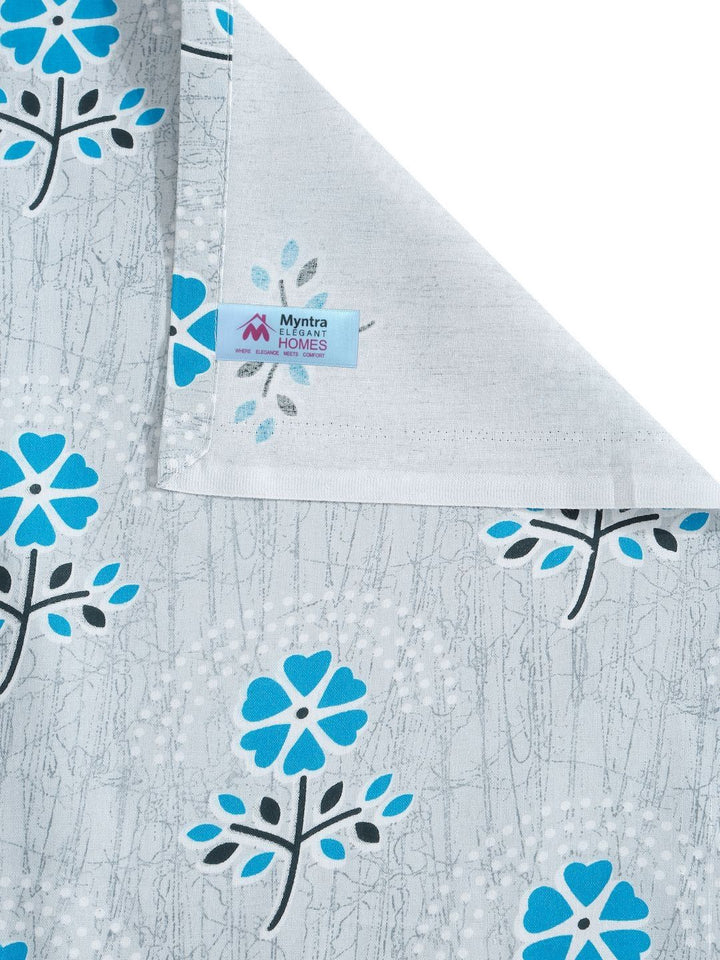 Myntra Elegant Homes Biru & Kelabu Kapas Bunga 400 TC Set Cadar King 2.50 m x 2.25 m
