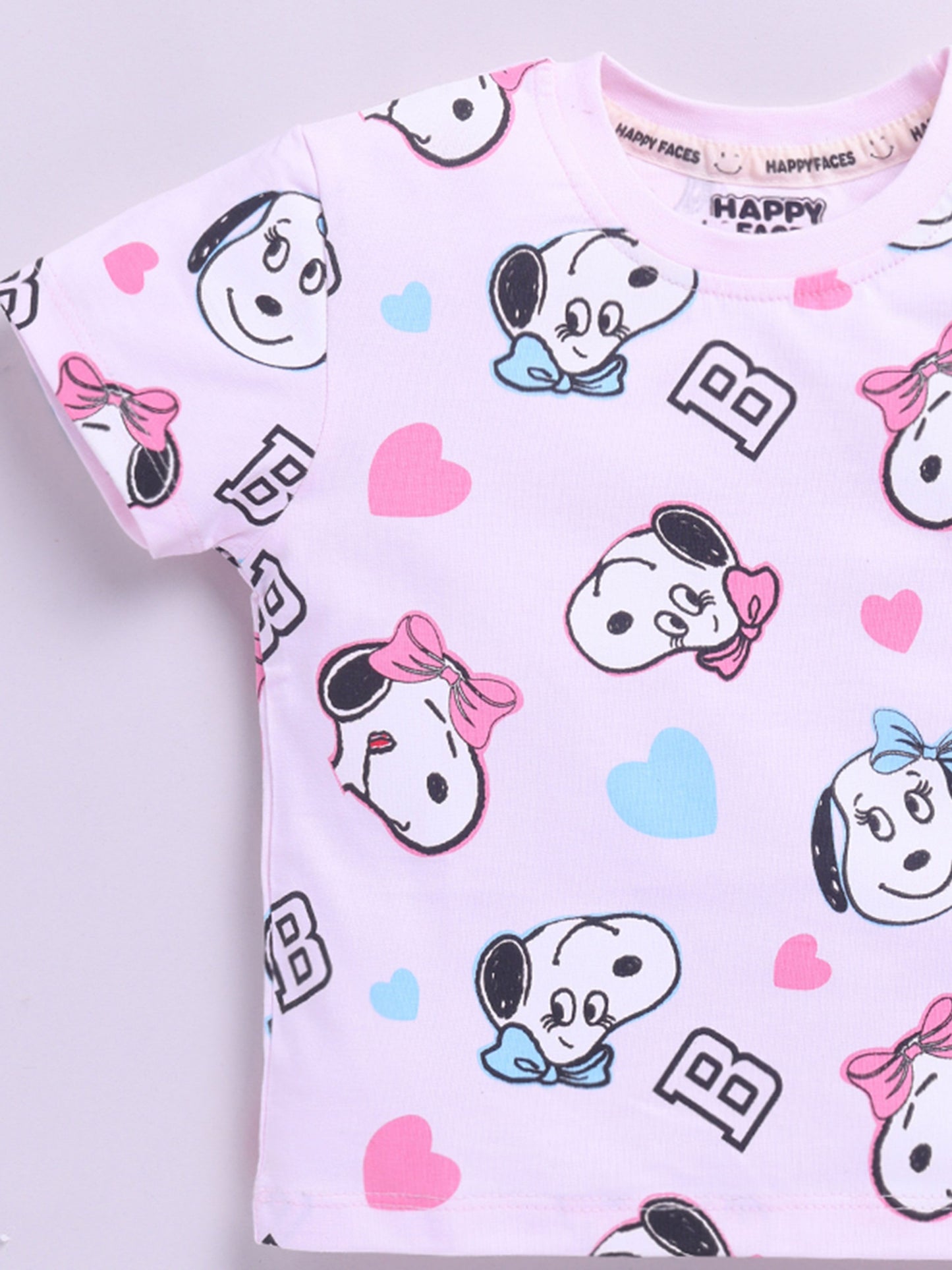 Happy Faces Girls Peanuts Printed Pure Cotton T-shirt