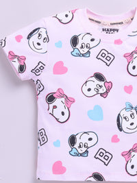 Happy Faces Girls Peanuts Printed Pure Cotton T-shirt