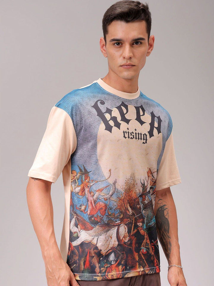 The Indian Garage Co Men Graphic Printed Round Neck Cotton Boxy T-shirt