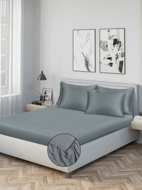 Myntra Elegant Homes Grey 300 TC King Bedsheet with 2 Pillow Covers