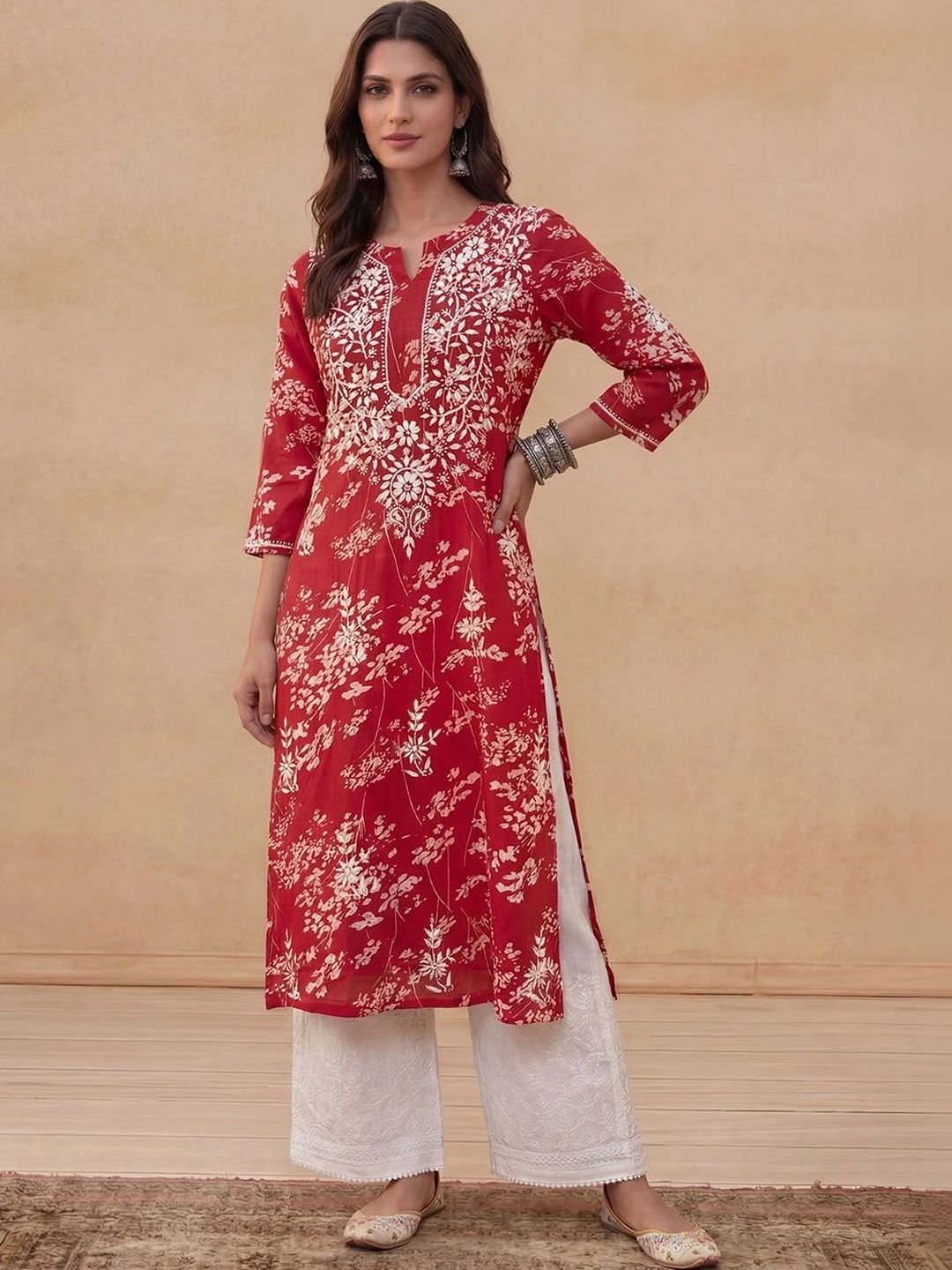 House of Chikankari Women Embellished Thread Work Kurta