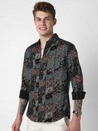 VASTRADO Men Classic Slim Fit Ethnic Motifs Printed Casual Shirt